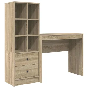 Bureau met lade met plank met opslag 2 pcs Sonoma Eiken