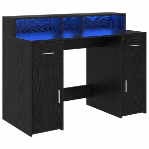 Bureau met lade Zwart eiken 120 x 55 x 91 cm Bewerkt hout
