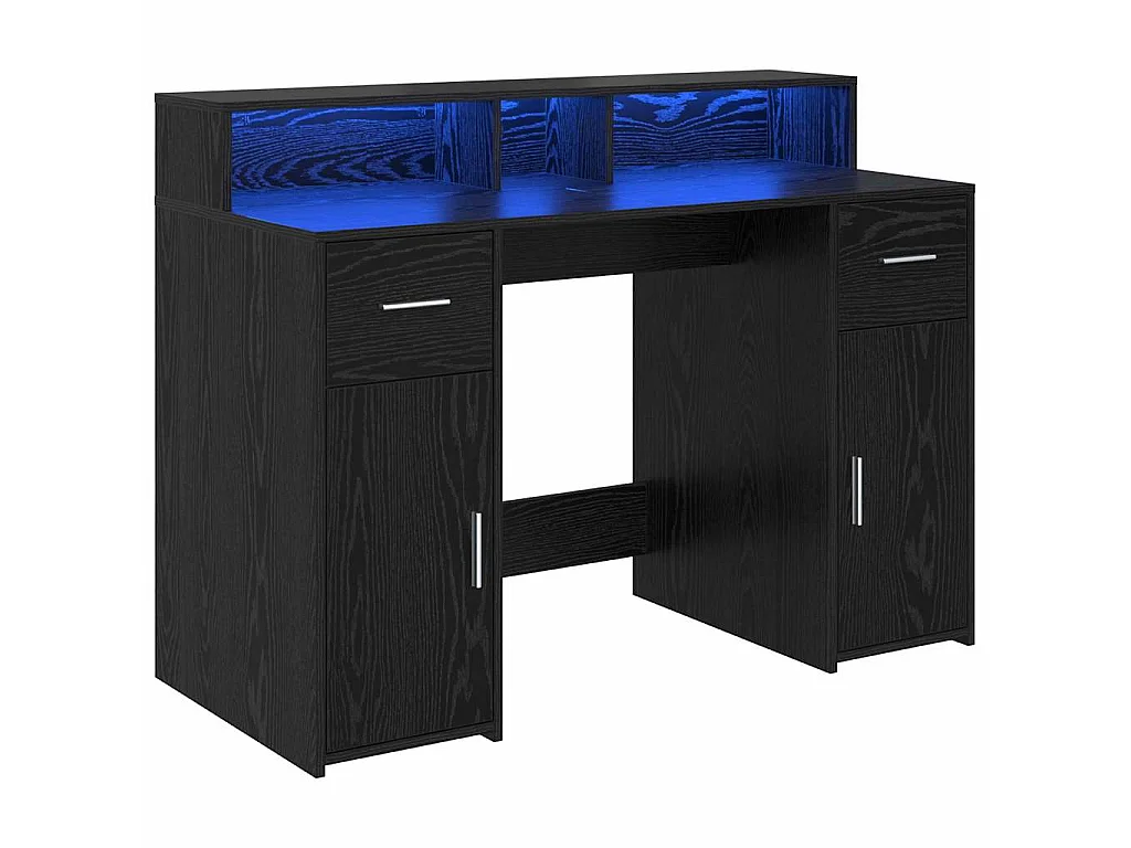 Bureau met lade Zwart eiken 120 x 55 x 91 cm Bewerkt hout