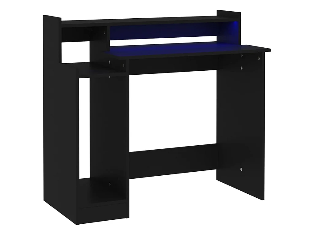 Bureau met LED-verlichting 97x45x90 cm bewerkt hout zwart