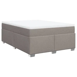 Boxspring met matras stof taupe 140×190 cm