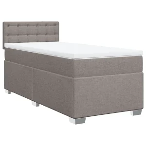 Boxspring met matras stof taupe 90×190 cm Boxspring met matras stof taupe 90×190 cm