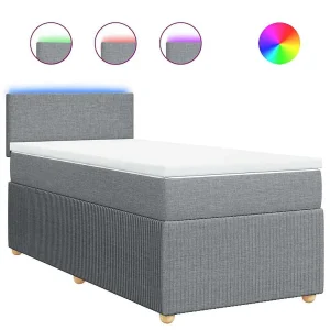 Boxspring met matras stof lichtgrijs 90×200 cm Boxspring met matras stof lichtgrijs 90×200 cm