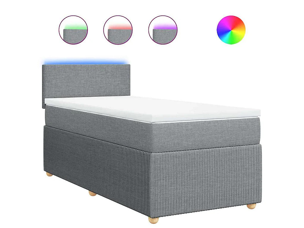 Boxspring met matras stof lichtgrijs 90×200 cm