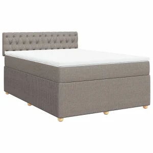 Boxspring met matras stof taupe 140×190 cm Boxspring met matras stof taupe 140×190 cm