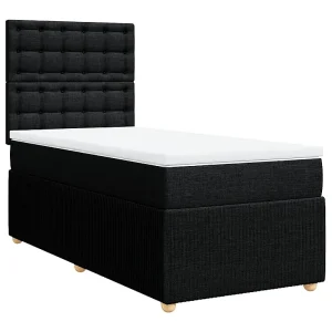 Boxspring met matras stof zwart 90×190 cm Boxspring met matras stof zwart 90×190 cm