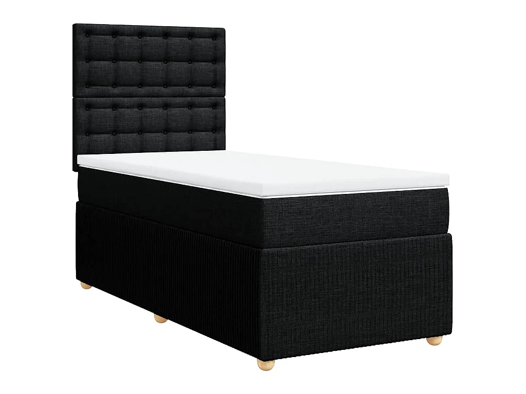 Boxspring met matras stof zwart 90x190 cm