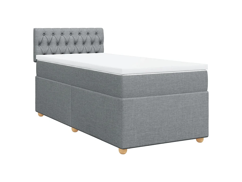 Boxspring met matras stof lichtgrijs 90x190 cm