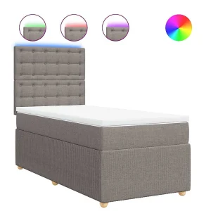 Boxspring met matras stof taupe 90×190 cm Boxspring met matras stof taupe 90×190 cm