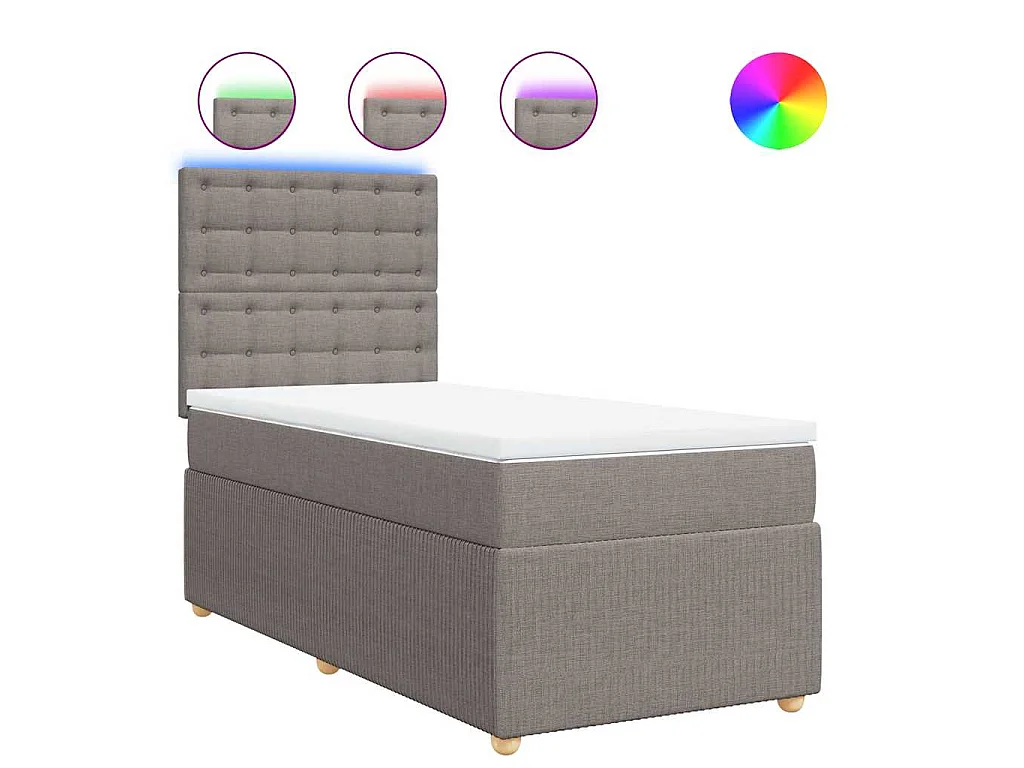 Boxspring met matras stof taupe 90x190 cm