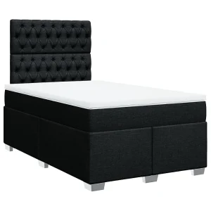 Boxspring met matras stof zwart 120×200 cm