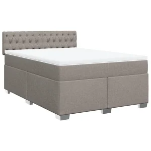 Boxspring met matras stof taupe 140×200 cm Boxspring met matras stof taupe 140×200 cm