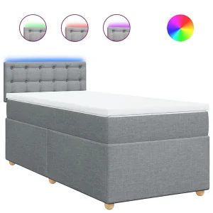 Boxspring met matras stof lichtgrijs 90×190 cm Boxspring met matras stof lichtgrijs 90×190 cm