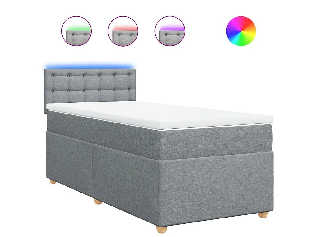 Boxspring met matras stof lichtgrijs 90x190 cm