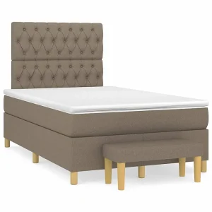 Boxspring met matras stof taupe 120×190 cm Boxspring met matras stof taupe 120×190 cm
