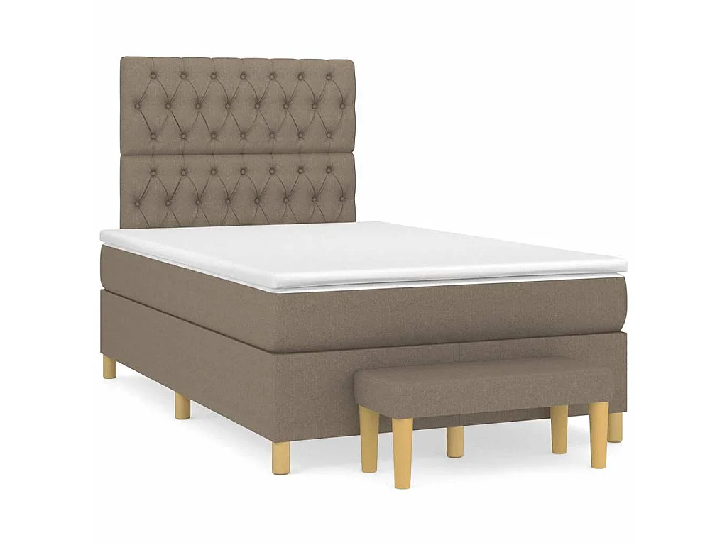 Boxspring met matras stof taupe 120x190 cm