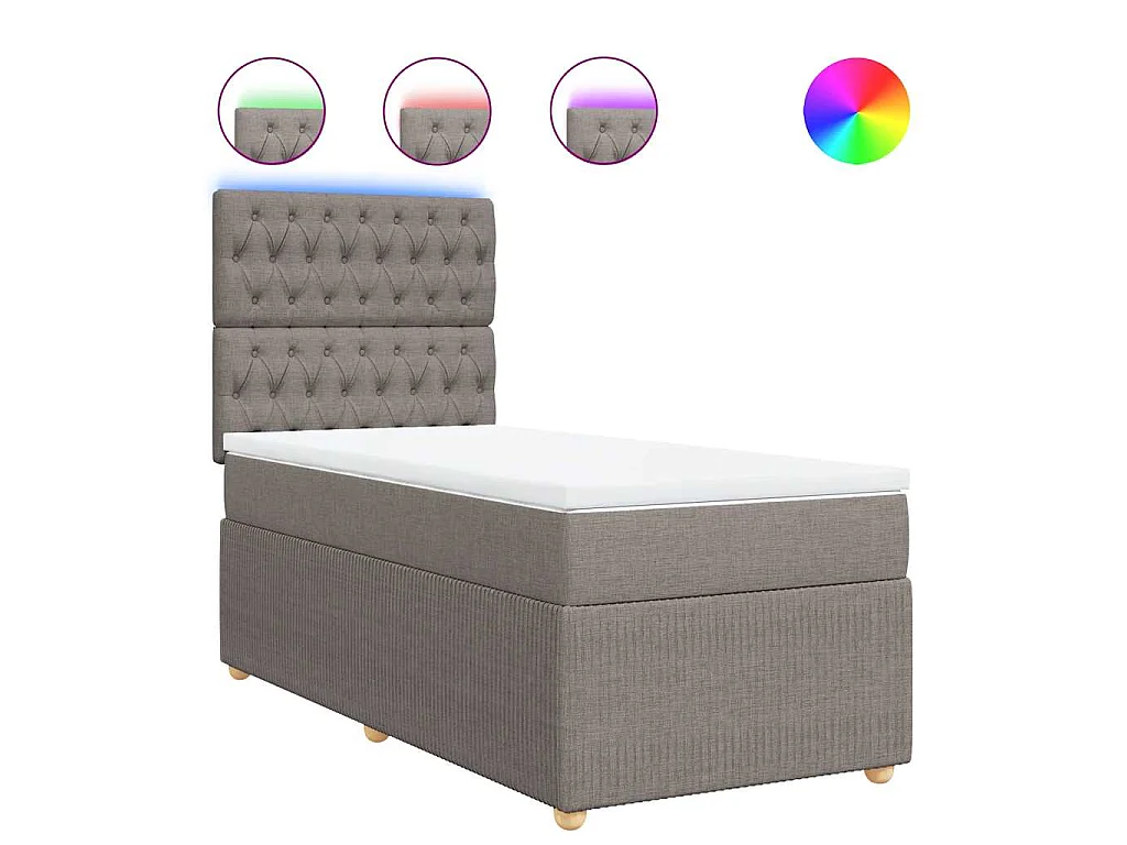 Boxspring met matras stof taupe 90x190 cm