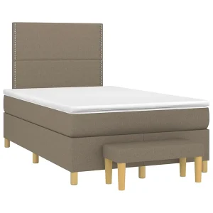 Boxspring met matras stof taupe 120×190 cm Boxspring met matras stof taupe 120×190 cm