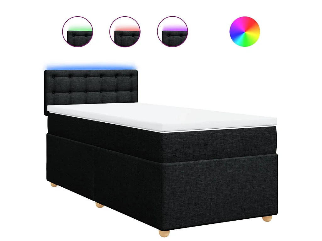 Boxspring met matras stof zwart 100x200 cm