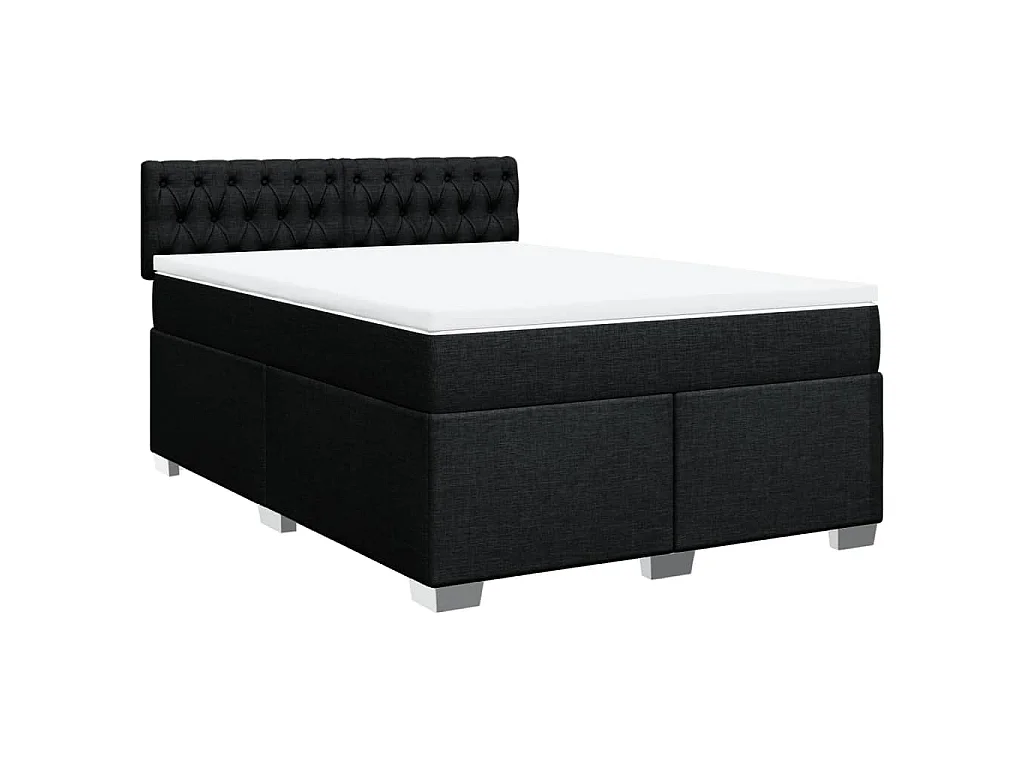 Boxspring met matras stof zwart 140x200 cm