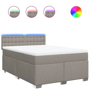 Boxspring met matras stof taupe 140×190 cm