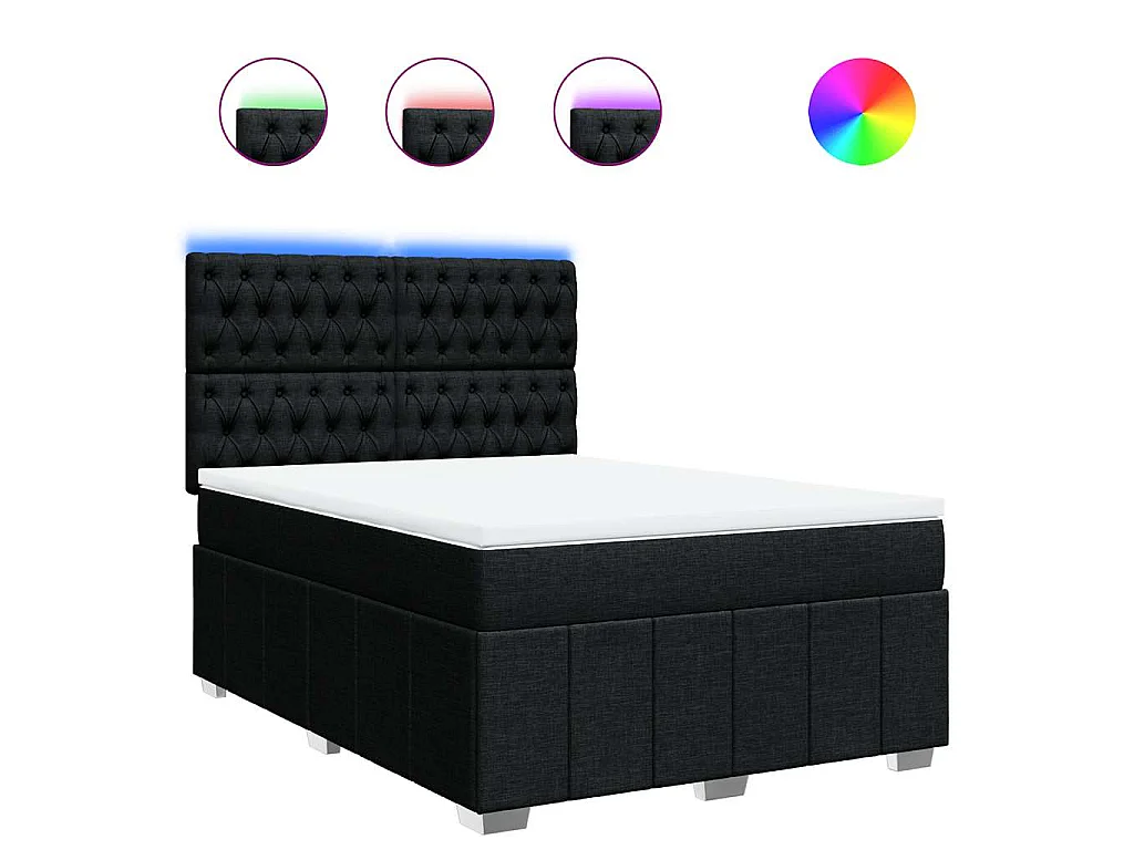 Boxspring met matras stof zwart 140x200 cm