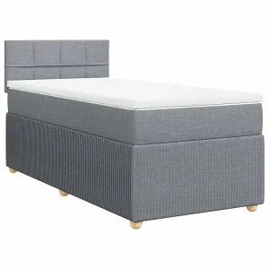 Boxspring met matras stof lichtgrijs 90×190 cm Boxspring met matras stof lichtgrijs 90×190 cm