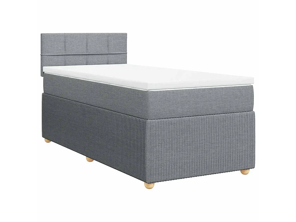 Boxspring met matras stof lichtgrijs 90x190 cm