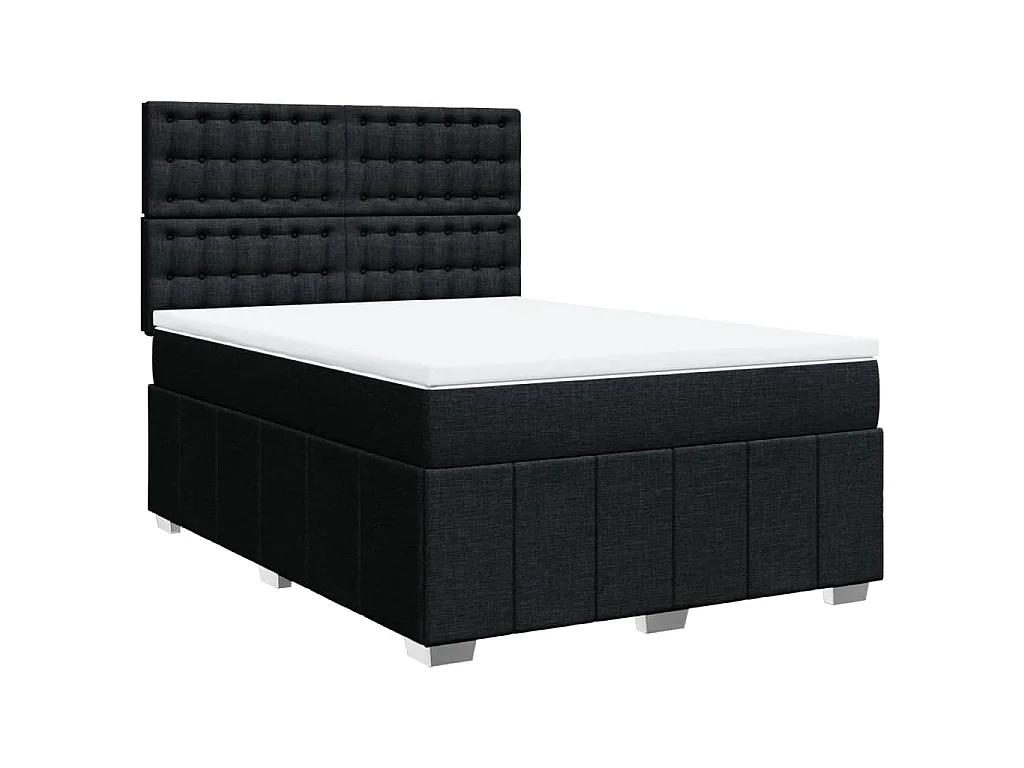 Boxspring met matras stof zwart 140x200 cm