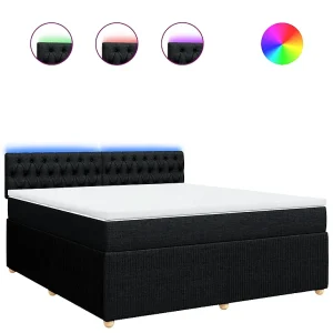 Boxspring met matras stof zwart 180×200 cm