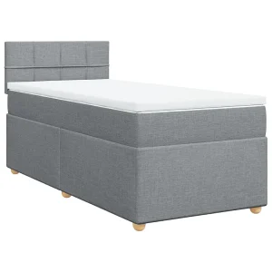 Boxspring met matras stof lichtgrijs 90×200 cm Boxspring met matras stof lichtgrijs 90×200 cm