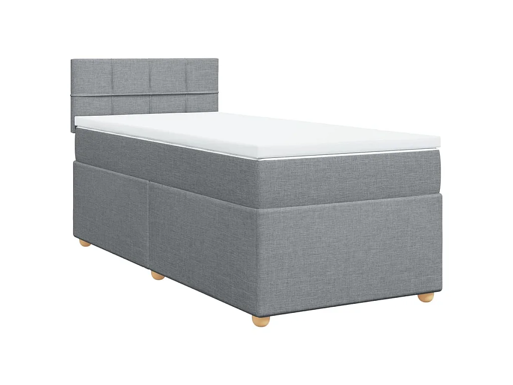 Boxspring met matras stof lichtgrijs 90x200 cm