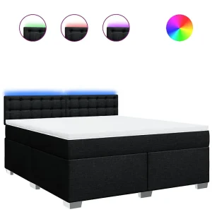 Boxspring met matras stof zwart 180×200 cm
