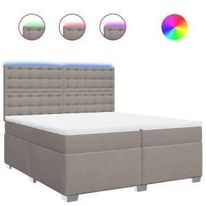 Boxspring met matras stof taupe 200×200 cm