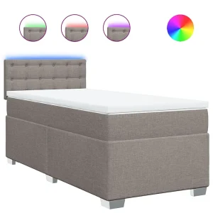 Boxspring met matras stof taupe 90×190 cm Boxspring met matras stof taupe 90×190 cm