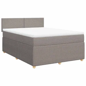 Boxspring met matras stof taupe 140×190 cm Boxspring met matras stof taupe 140×190 cm