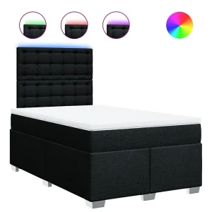 Boxspring met matras stof zwart 120×200 cm
