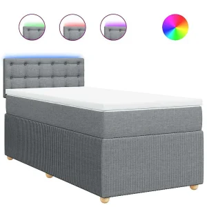 Boxspring met matras stof lichtgrijs 90×200 cm