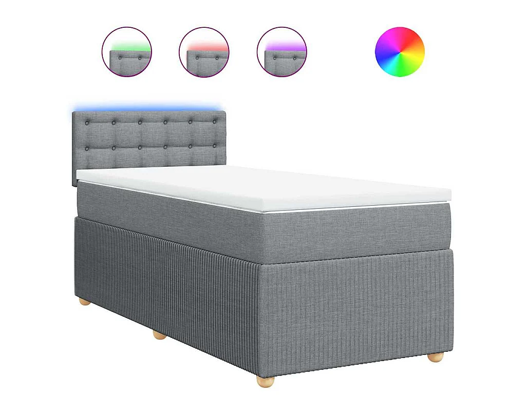 Boxspring met matras stof lichtgrijs 90x200 cm