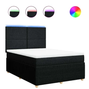 Boxspring met matras stof zwart 140×190 cm Boxspring met matras stof zwart 140×190 cm