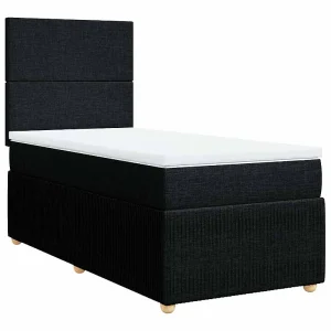 Boxspring met matras stof zwart 90×190 cm Boxspring met matras stof zwart 90×190 cm