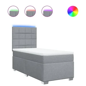 Boxspring met matras stof lichtgrijs 90×190 cm Boxspring met matras stof lichtgrijs 90×190 cm