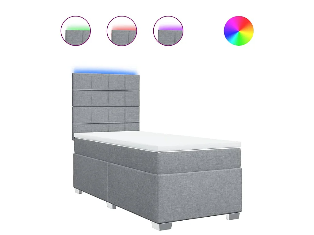 Boxspring met matras stof lichtgrijs 90x190 cm