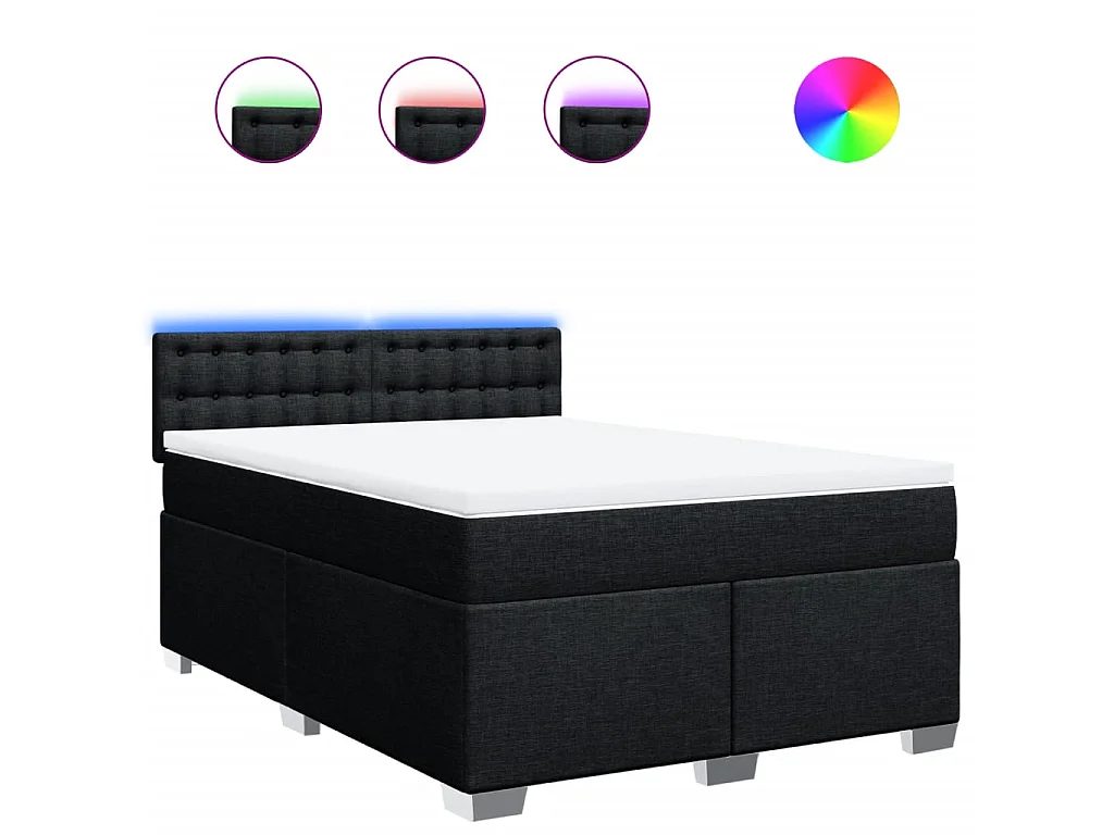 Boxspring met matras stof zwart 160x200 cm