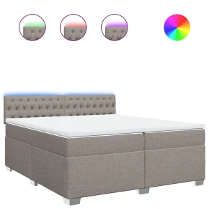 Boxspring met matras stof taupe 200×200 cm Boxspring met matras stof taupe 200×200 cm