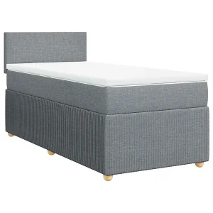 Boxspring met matras stof lichtgrijs 90×200 cm