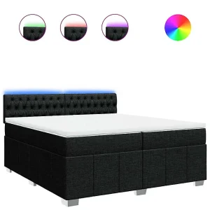 Boxspring met matras stof zwart 200×200 cm Boxspring met matras stof zwart 200×200 cm
