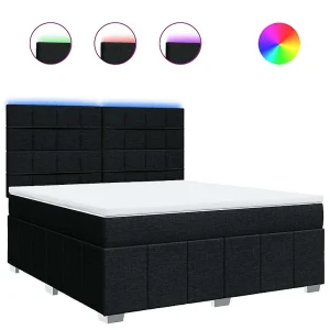 Boxspring met matras stof zwart 180×200 cm