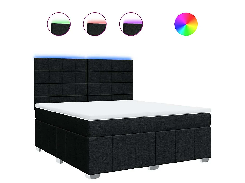 Boxspring met matras stof zwart 180x200 cm