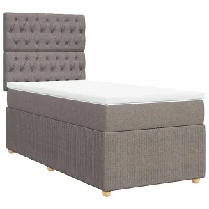 Boxspring met matras stof taupe 100×200 cm